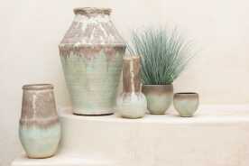 Vase Nice Keramik Aqua Grau Small
